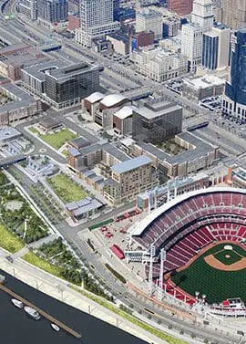 aerial view of downtown Cincinnati