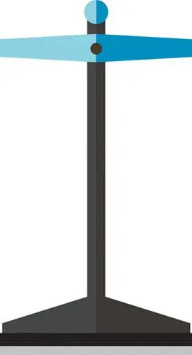 A balance scale with a Bitcoin symbol on one side and a dollar sign on the other, comparing cryptocurrency to traditional currency.