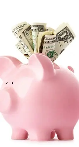 Piggy bank overflowing with money