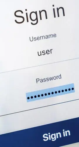 A login interface on a screen displaying fields for username and password with a "Sign in" button.