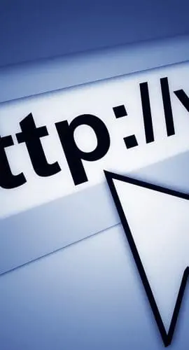 A web browser address bar with the beginning of a URL starting with "http://" is highlighted by a cursor arrow.