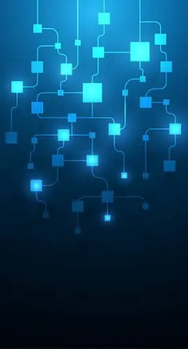 Digital connected blocks, blockchain concept art