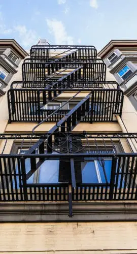 View of fire-escapes from below