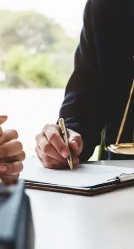 Law should know concept, The lawyer explained to the client to plan the case in court.