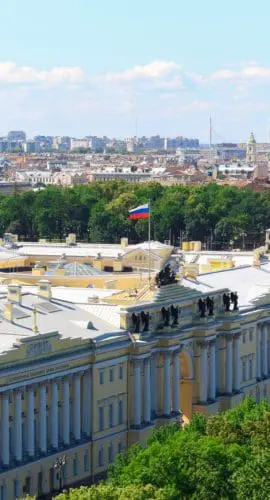 Aerial shot of the senate and synod building in st petersburg russia