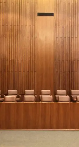 United States Federal court jury box.