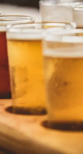 Flight of beers / ales close up