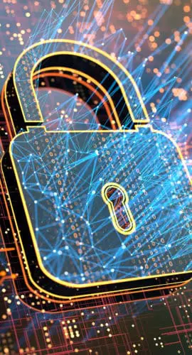 Digital background depicting innovative technologies in security systems, data protection Internet technologies