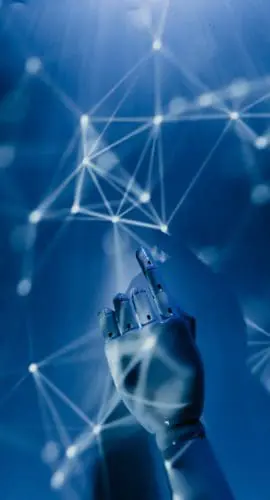 Robot pointing on a wall