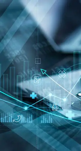 Healthcare business graph and data of Medical business growth, 
Businessman analyzing data and growth chart, investment, financial and banking, Medical business report on global network.