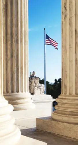 The marble columns of the Supreme Court of the United States in Washington DC