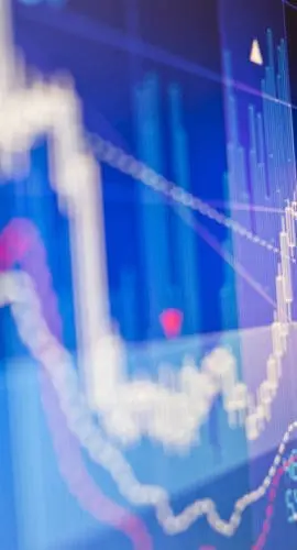 pointing at financial graphs to show pattern