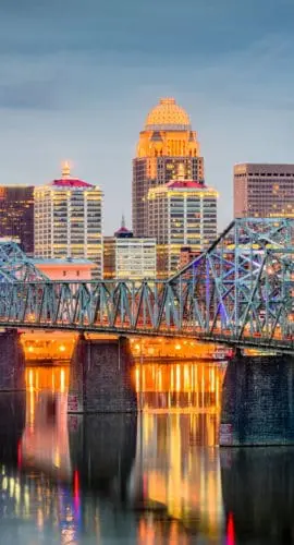 Louisville, Kentucky, USA skyline on the river.