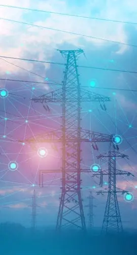 an abstract representation of solving problems using artificial intelligence to increase reliability and reduce losses and accidents during the transmission of electrical energy