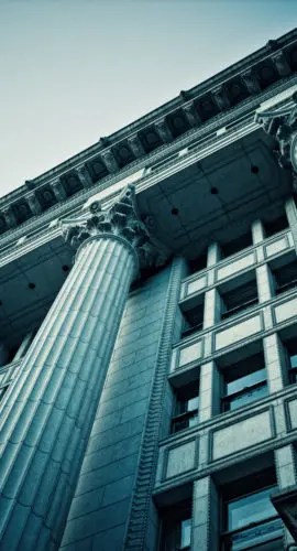 architectural column details on a bank/justice type building in japan, hibiya-jinza area - tokyo