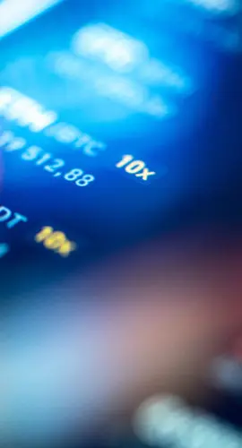 Close-up financial trading chart on digital LCD disply