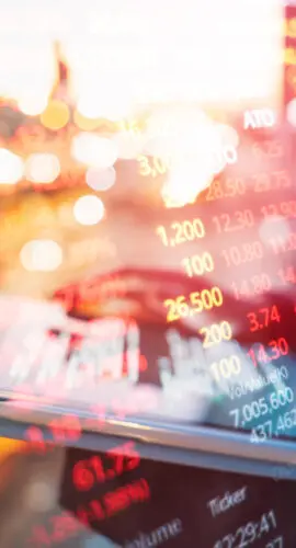 Business high risk investing negative number of disrupt investment economic stockmarket down turn showing stock chart down and in business and financial money market crisis concept