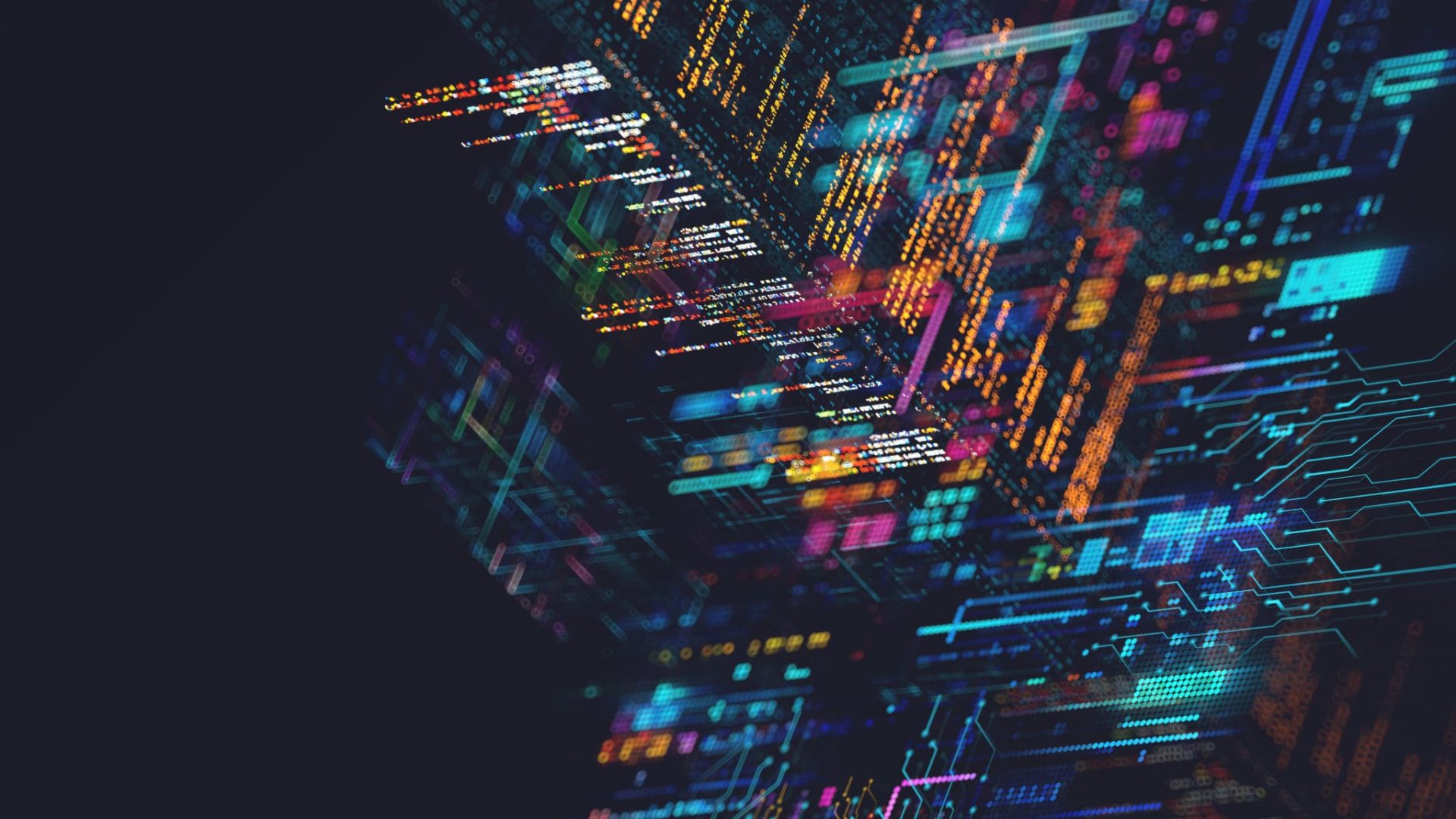 Digital background depicting innovative technologies in (AI) artificial systems, neural interfaces and internet machine learning technologies, emerging technology